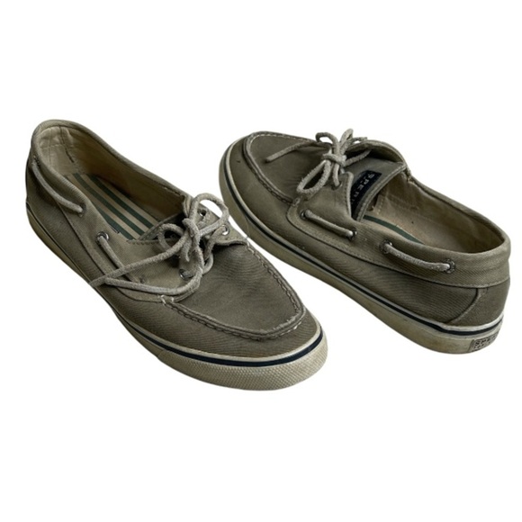 Sperry Top-Sider Casual Canvas Boat Shoes Light Olive Green 2 Eye Size 8.5 - Picture 11 of 11